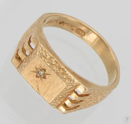 Timanttikantasormus 1xn.0.005ct, koko 19½, 585, paino 4,8g Vikt: 4,8 g