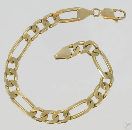 Figaroranneketju, pituus 21,5cm, 585, paino 21,6g Vikt: 21,6 g