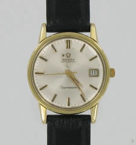 Miesten rannekello Omega Seamaster automatic, kullattu, nahkaranneke