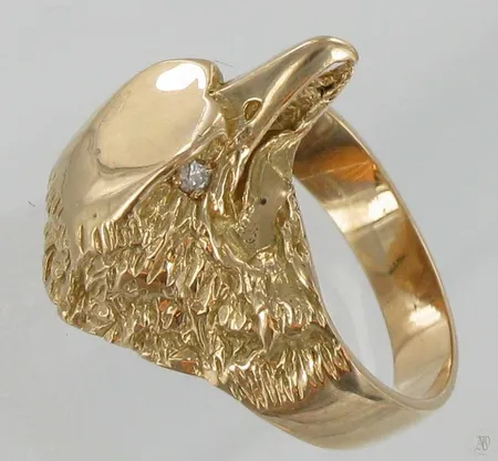 Kotkanpääsormus timanteilla 2xn.0,03ct, koko 20¼, 585, paino 11,4g Vikt: 11,4 g