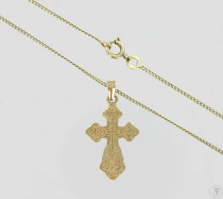 Panssarikaulaketju, pituus 45cm, ristiriipus, korkeus 22mm, 585, paino 2,4g Vikt: 2,4 g
