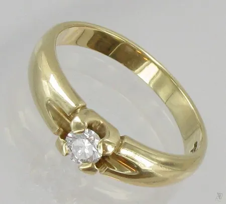 Timanttisormus, 1xn.0.20ct, koko 17¼, 585, paino 3,5g Vikt: 3,5 g