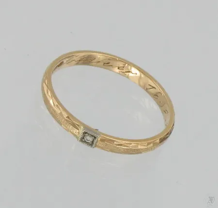 Timanttisormus, 1xn.0.005ct, kaiverrettu, koko 17¼, 585, paino 1,6g Vikt: 1,6 g