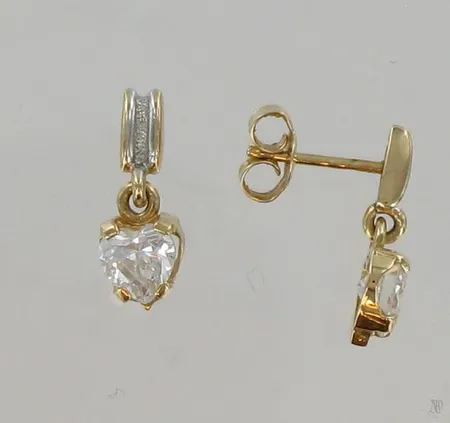 Sydänkorvakorut kivillä, korkeus 14mm, 585br, paino 1,5g Vikt: 1,5 g