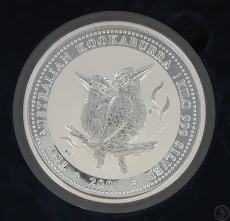 Hopearaha Kookaburra 2001, Ø10cm, 999, 1000g Vikt: 1000   g