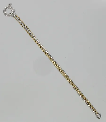 Rannekoru, pituus 210mm, 585 valko- keltakulta, paino 20,6g Vikt: 20,6 g