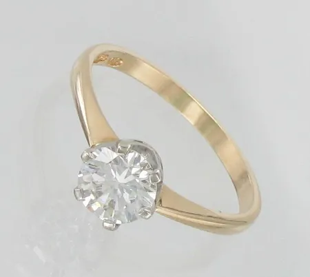 Timanttisormus 1xn.1.03ct, kelta- ja valkokulta, koko 18, 585, paino 2,6g Vikt: 2,6 g