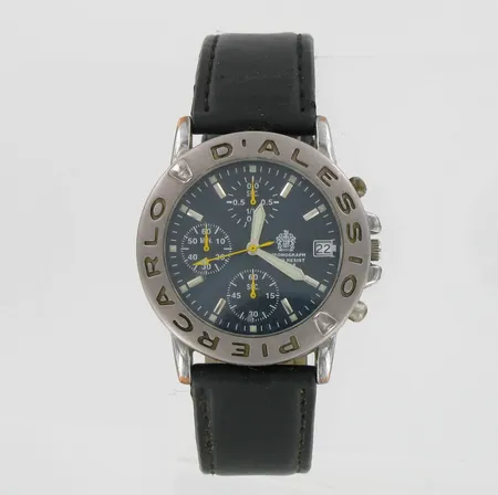 Miesten teräsrannekello PierCarlo d´Alessio, chronograph, Ø n.38mm, käytön jälkiä, paristo loppu
