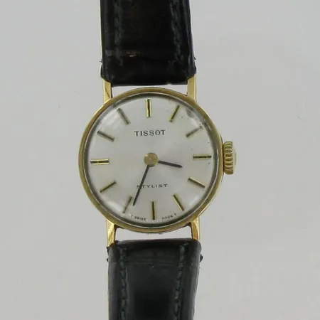 Kultarannekello Tissot Stylist, mekaaninen, kaiverrettu, Ø 18mm, 585br, paino 11,1g
