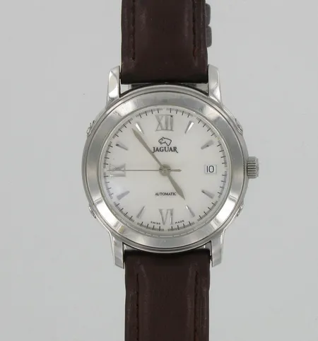Rannekello Jaguar automatic, alkuperäinen laatikko, käytön jälkiä ja nahkaranneke kulunut