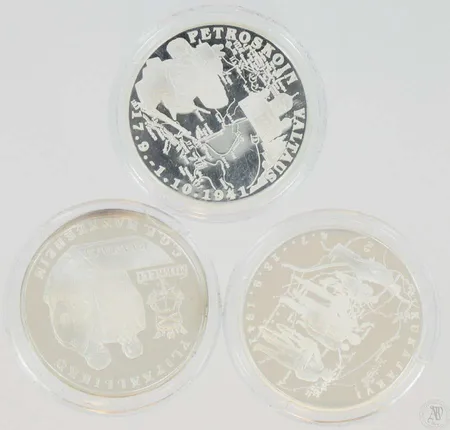 3 hopeamitalia Suomi Taisteli 1939-1945, Ylipäällikkö, Rukajärvi ja Petroskoin valtaus