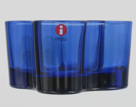 Kynttilälyhty Aalto, Iittala, sininen, korkeus 55mm, halkaisija 105mm
