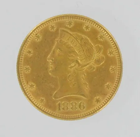 Kultaraha, United States of America, 1886, nimellisarvo 10 dollaria, 900, paino 16,7g Vikt: 16,7 g