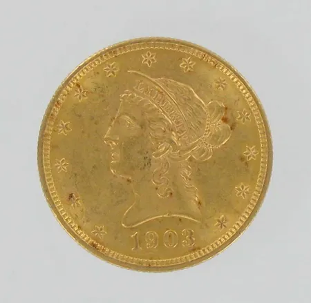 Kultaraha, United States of America, 1903, nimellisarvo 10 dollaria, 900, paino 16,7g Vikt: 16,7 g
