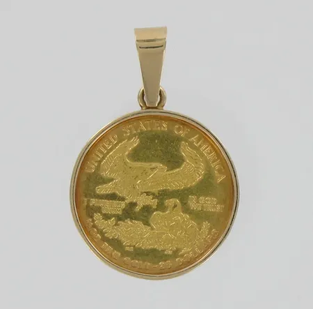 Kultaraha riipuksessa, United States of America, nimellisarvo 25 dollaria, 585-999, paino 21,0g Vikt: 21   g