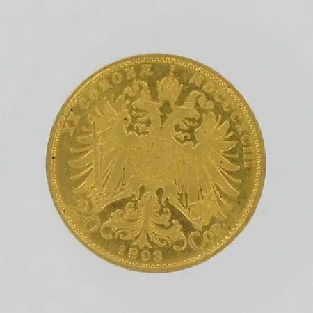 Kultaraha, Itävalta, 1893, nimellisarvo 20 Cor. 900, paino 6,8g Vikt: 6,8 g