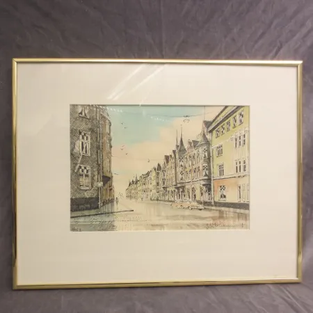 Akvarelli Helsingistä, koko 28x19cm. Nouto ainoastaan myymälästä.