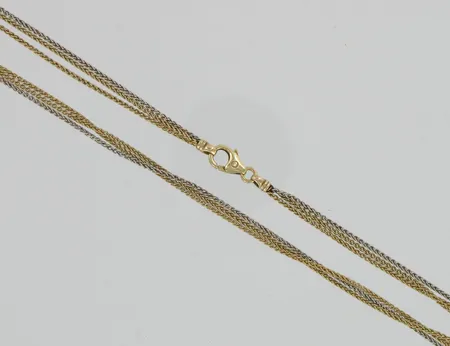 Kaulaketju, kelta- ja valkokulta, pituus 42cm, 585, paino 8,2g Vikt: 8,2 g