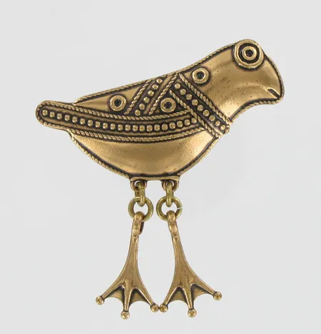 Rintakoru Kalevala Koru Hattulan lintu, korkeus 50mm, pronssia