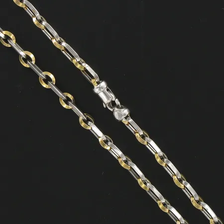 Kaulaketju, kelta- valkokulta, pituus 45cm, 585, paino 12,6g Vikt: 12,6 g