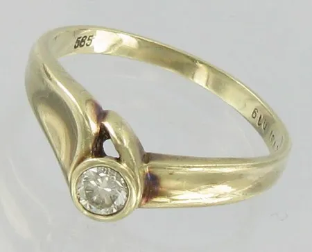 Timanttisormus 1xn.0.16ct, koko 17½, 585, paino 2,8g Vikt: 2,8 g