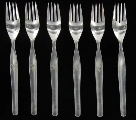 Kuusi ruokahaarukkaa, Tapio, kaiverrettuja, korkeus 176mm, 830, paino 247,0 Vikt: 247   g