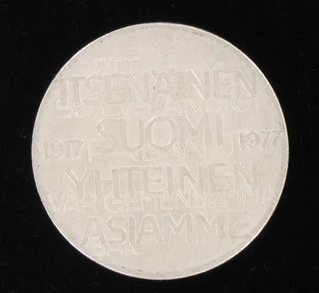 Juhlaraha Itsenäinen Suomi 1977, nimellisarvo 10mk, 500, paino 21,6g Vikt: 21,6 g