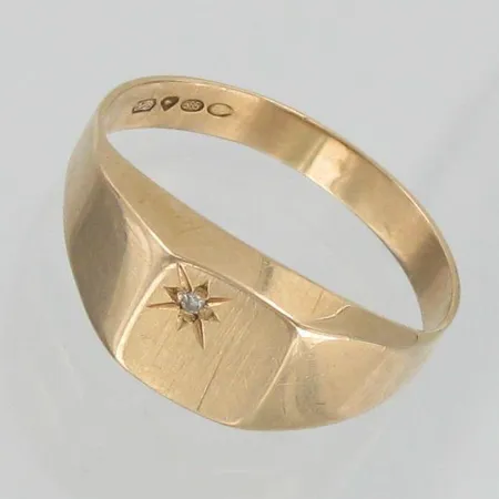 Timanttikantasormus 1xn.0.005ct, koko 21¼, 585, paino 3,4g Vikt: 3,4 g
