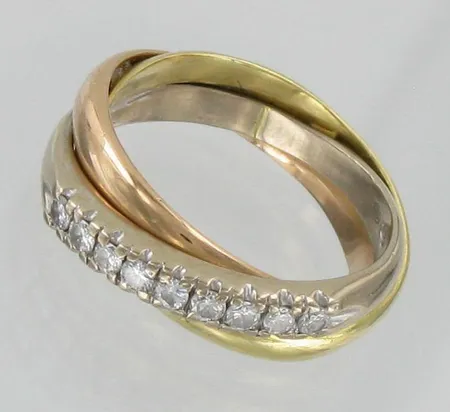 Timanttisormus 9xn.0.03ct, koko 16½, 750 kelta- puna- valkokulta, paino 5,9g Vikt: 5,9 g