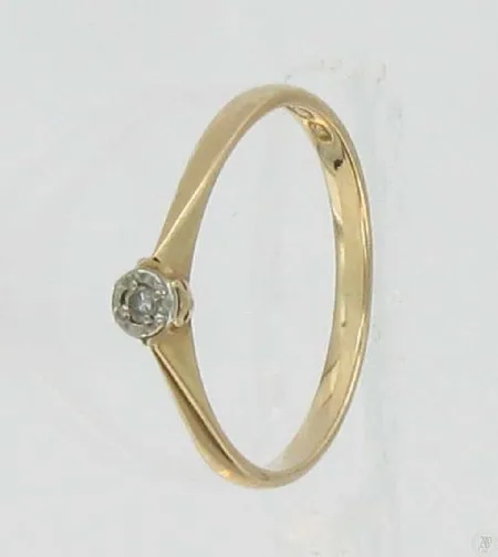 Timanttisormus 1xn.0,005ct, koko15¾, kaivertamaton, 585, paino 1,1g Vikt: 1,1 g