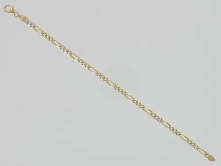 Figaroranneketju, pituus 190mm, 585 kelta- ja valkokulta, paino 5,1g Vikt: 5,1 g