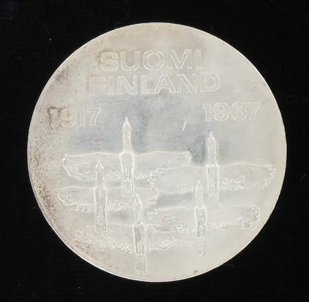 Juhlaraha Suomi Finland 1917-1967, nimellisarvo 10mk, 900, paino 24,0g Vikt: 24   g