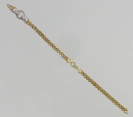 Timanttiranneketju, 10xn.0.005ct, poikki, 585, paino 6,9g Vikt: 6,9 g