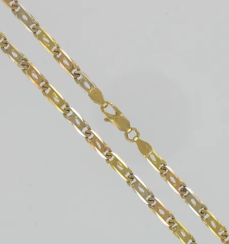 Kaulaketju, pituus 60cm, 750 kelta- puna- ja valkokulta, paino 27,3g Vikt: 27,3 g
