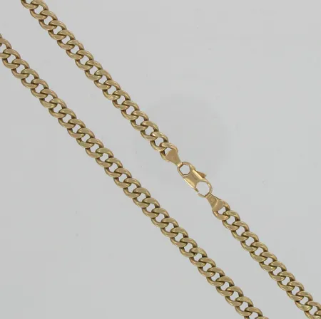 Panssarikaulaketju, pituus 53cm, lukko kulunut, 585, paino 18,5g Vikt: 18,5 g