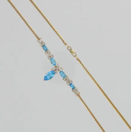 Kivikaulakoru timanteilla 17xn.0,005ct, pituus 43cm, 585br, paino 9,8g Vikt: 9,8 g