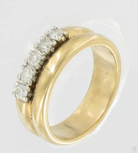 1 Timanttisormus 5xn.0,05ct koko 17,5 585 paino 6,8g Vikt: 6,8 g