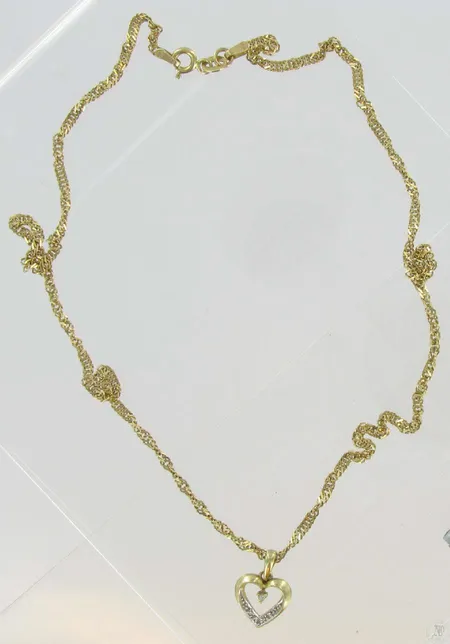 Singaporekaulaketju pituus 42cm Timanttiriipus 4xn.0,005ct 585 paino 4,5g Vikt: 4,5 g