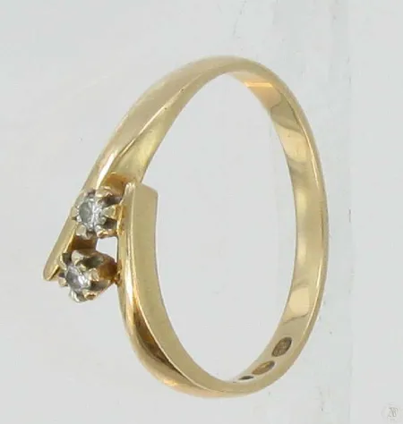 Timanttisormus 2xn.0,03ct kaivertamaton koko 17,5, 585 paino 2,4g Vikt: 2,4 g