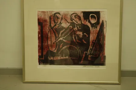 Puupiirros 320x390mm sign. Ahti Lavonen 1957
