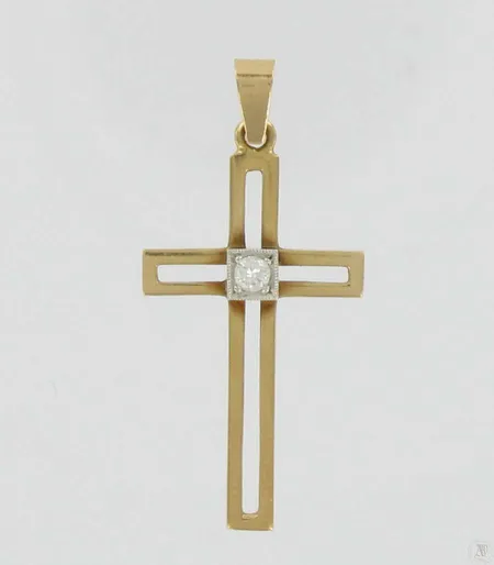 Ristiriipus timantilla 1xn.0.10ct, 585, paino 1,8g Vikt: 1,8 g