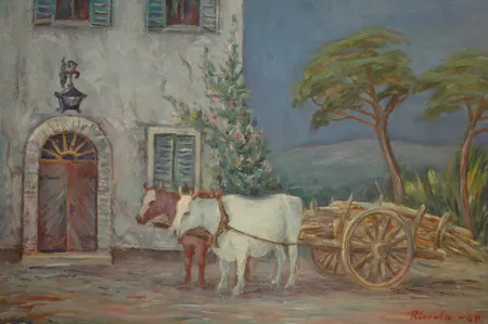 Taulu öljyvärimaalaus, koko 65x80cm, signeerattu Rissala -60