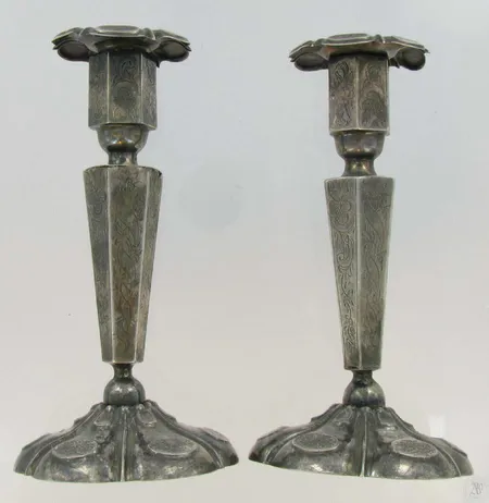 Kynttilänjalat, korkeus 17,0cm, Ruotsi, valmistettu 1871, viallisia, 800br, paino 389,8g Vikt: 389,8 g