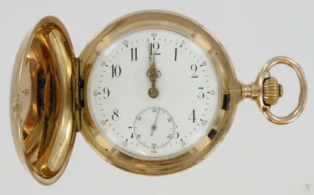 Umpikuorinen kultataskukello Systeme Glashutte Premiere Qualite, no 30426, kaivertamaton, 585br, paino 119,6g Vikt: 119,6 g