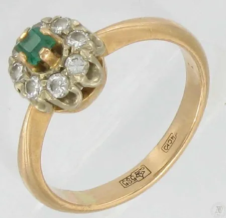 Kivisormus timanteilla 8xn.0.03ct, kaivertamaton, koko 17½, 585br, paino 4,3g Vikt: 4,3 g