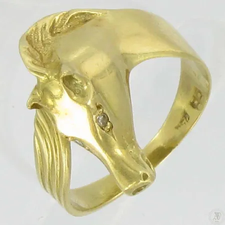 Hevossormus timanteilla 2xn.0.01ct, kaiverrettu, koko 17½, 750, paino 5,1g Vikt: 5,1 g