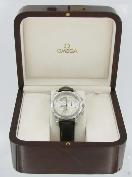 Miesten teräsrannekello nahkarannekkeella Omega De Ville co-axial chronometer, ref: 48503037/no:78332494, laatikko, takuukortit ostettu 31.10.2007 ja ohjekirja