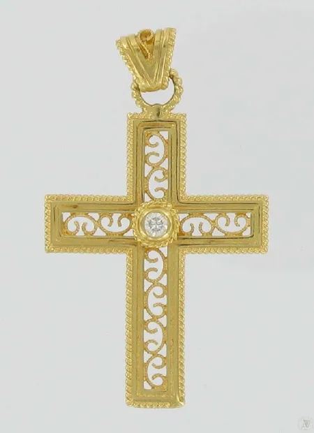 Ristiriipus timantilla 1xn.0,05ct kaivertamaton Kalevala koru 750 paino 4,2g Vikt: 4,2 g