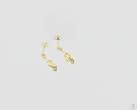 Korvakorut timanteilla 2xn.0,03ct, 585, paino 1,8g Vikt: 1,7 g