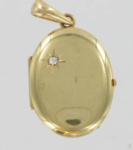 Timanttimedaljonki 1xn.0,04ct 8/8 hiontainen, kaivertamaton 585 paino 12g Vikt: 12   g